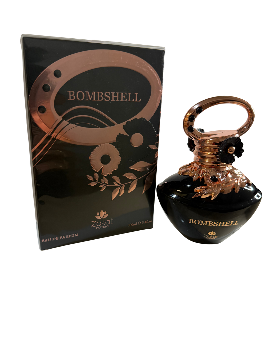 Zarko Bombshell perfume bottle and packaging on a white background. Women's Perfume Date Night Perfume Travel Size Fragrance Long Lasting Cologne Decant Perfaum