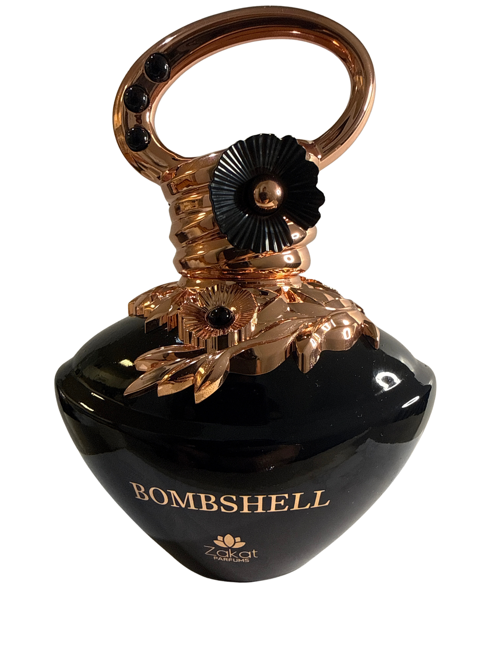'Bombshell' perfume bottle with decorative top on a white background. Women's Perfume Date Night Perfume Travel Size Fragrance Long Lasting Cologne Decant Perfaum